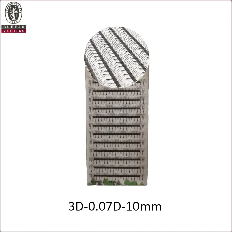 3D 0.07mm thickness C curl standard 10mm  Faux Individual Eyelashes - MSDS INCI COA BV SG ISO9001
