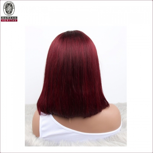 Factory Cheap Price Wigs Human Hair Virgin Brazilian 99 j Color 14 inch Full Lace Front Straight Wig
